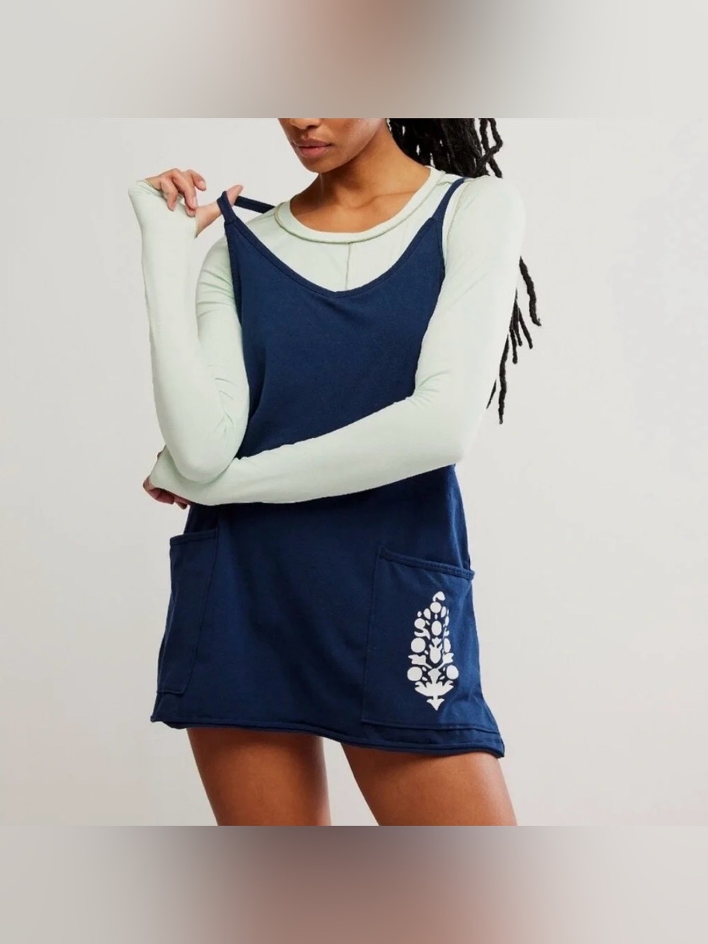 ▪️NWT Free People Hot Shot Mini Dress - in Midnight Navy Combo - Picture 2 of 8
